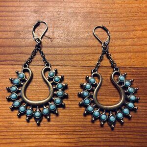 Turquoise and Gold Earrings by Premiere Jewelry